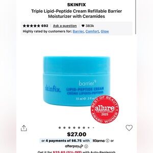 Barrier+ Triple Lipid-Peptide Cream -15ML